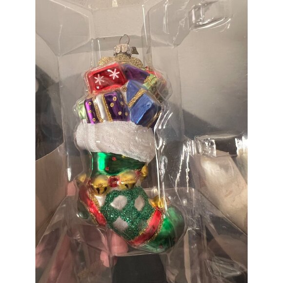 Sparkle Bright By Radko 2012 Christmas Stocking Ornament Bear Glass Handcrafted - Picture 2 of 10